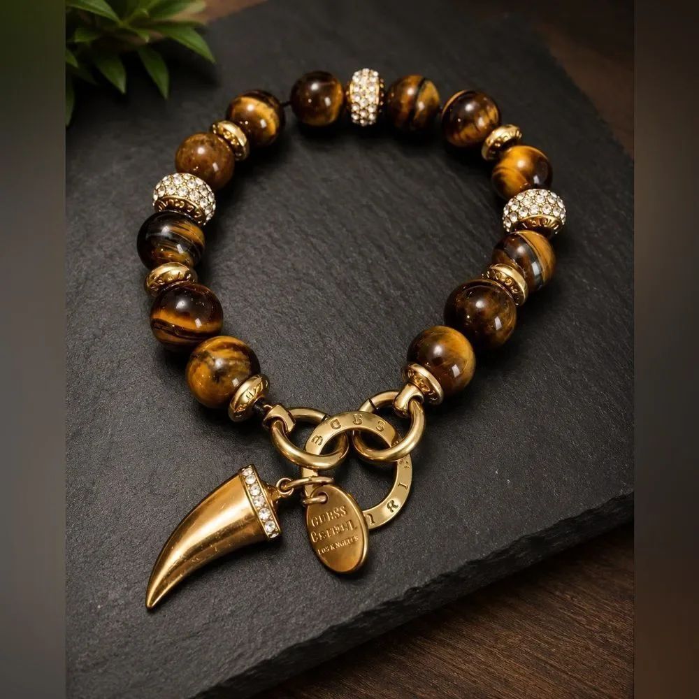 *Henri Bendel* RARE Golden Brown Tigers Eye Beaded Bracelet